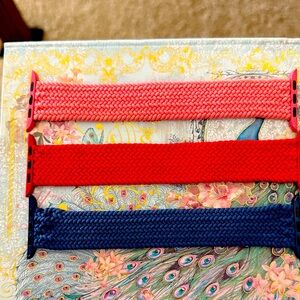 Pink, Red, and Blue Braided Watch Bands